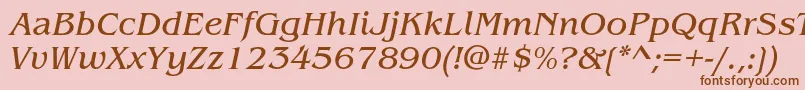 Fonte BenguiatstdBookitalic – fontes marrons em um fundo rosa