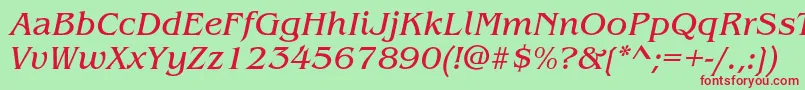 BenguiatstdBookitalic Font – Red Fonts on Green Background