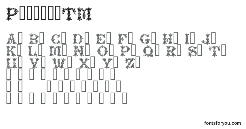 A fonte PurcellTM – alfabeto, números, caracteres especiais