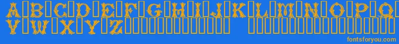 PurcellTM Font – Orange Fonts on Blue Background