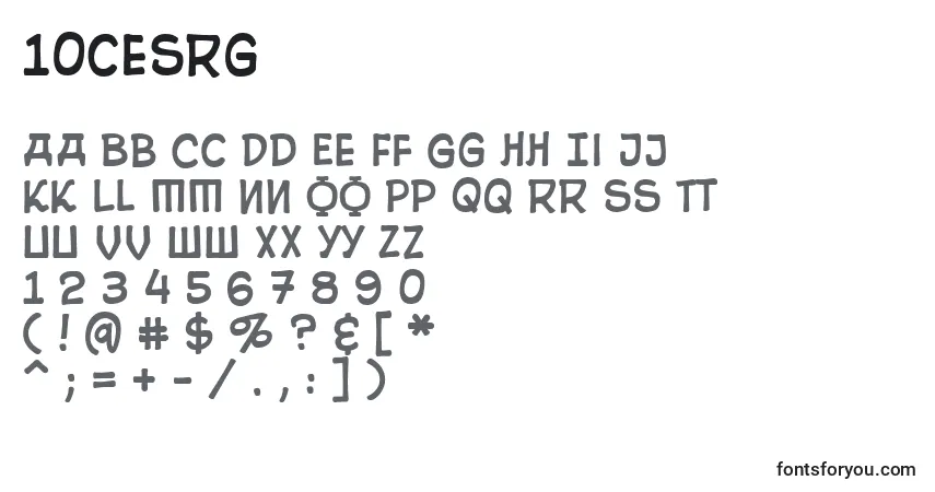 Schriftart 10cesrg – Alphabet, Zahlen, spezielle Symbole