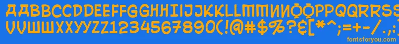 フォント10cesrg – オレンジ色の文字が青い背景にあります。