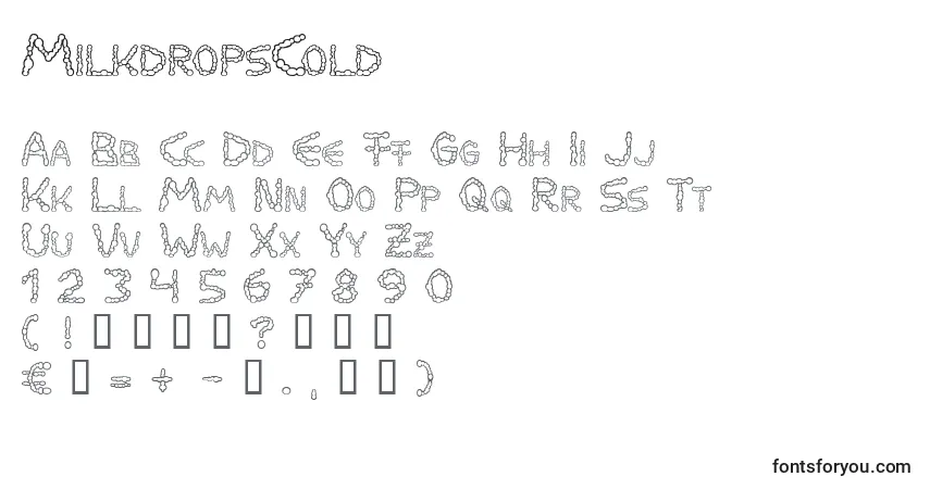 Schriftart MilkdropsCold – Alphabet, Zahlen, spezielle Symbole
