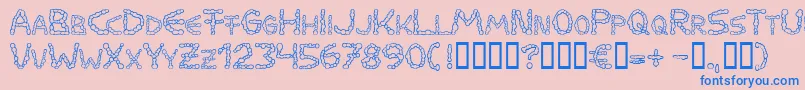 MilkdropsCold Font – Blue Fonts on Pink Background