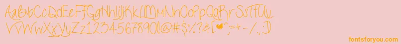 フォントLivelaughlove – オレンジの文字がピンクの背景にあります。