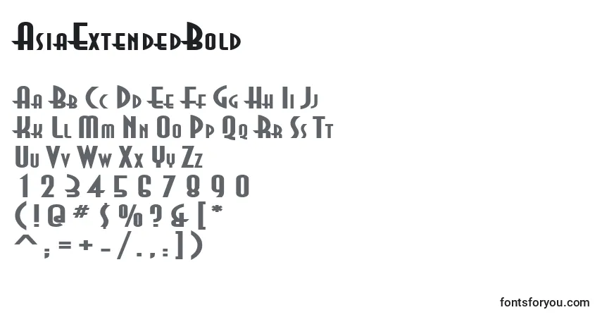 Czcionka AsiaExtendedBold – alfabet, cyfry, specjalne znaki