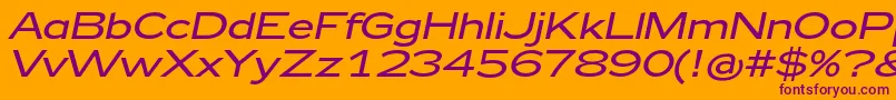 Zeppelin42Italic-Schriftart – Violette Schriften auf orangefarbenem Hintergrund