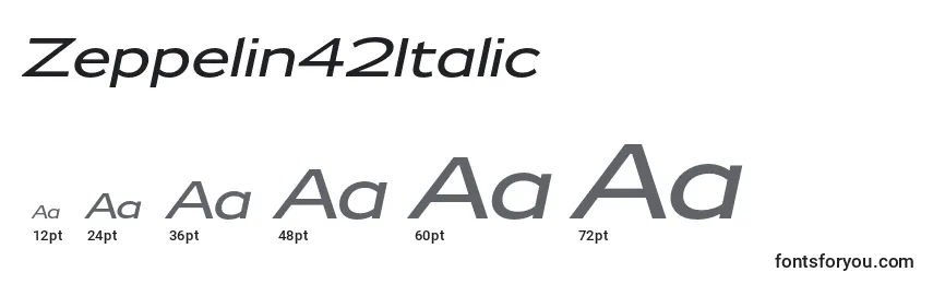 Размеры шрифта Zeppelin42Italic