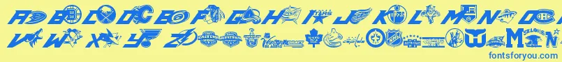 Nhl Font – Blue Fonts on Yellow Background