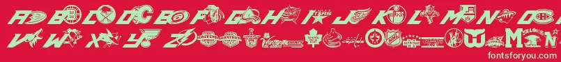 Nhl Font – Green Fonts on Red Background