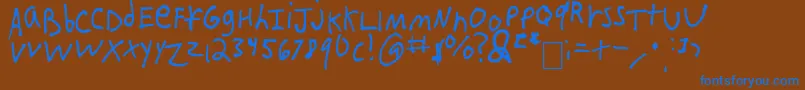 IEatCrayons-fontti – siniset fontit ruskealla taustalla