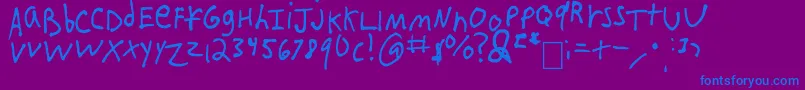 フォントIEatCrayons – 紫色の背景に青い文字