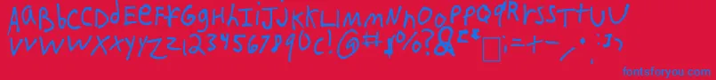 フォントIEatCrayons – 赤い背景に青い文字