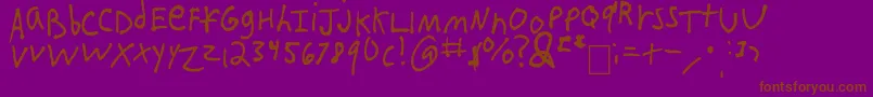 IEatCrayons-Schriftart – Braune Schriften auf violettem Hintergrund