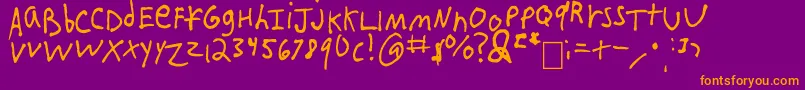 IEatCrayons-fontti – oranssit fontit violetilla taustalla