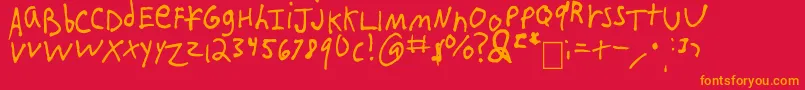 IEatCrayons-Schriftart – Orangefarbene Schriften auf rotem Hintergrund