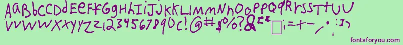 Шрифт IEatCrayons – фиолетовые шрифты на зелёном фоне