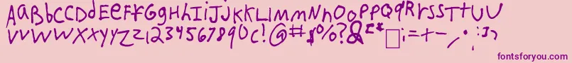 IEatCrayons-fontti – violetit fontit vaaleanpunaisella taustalla