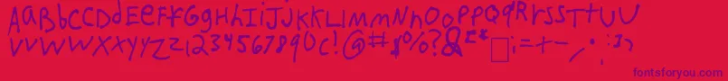 IEatCrayons-Schriftart – Violette Schriften auf rotem Hintergrund