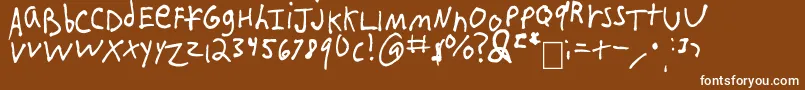 IEatCrayons-fontti – valkoiset fontit ruskealla taustalla