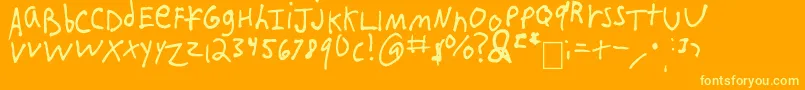 IEatCrayons-Schriftart – Gelbe Schriften auf orangefarbenem Hintergrund