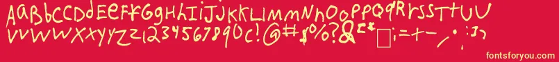 IEatCrayons-Schriftart – Gelbe Schriften auf rotem Hintergrund