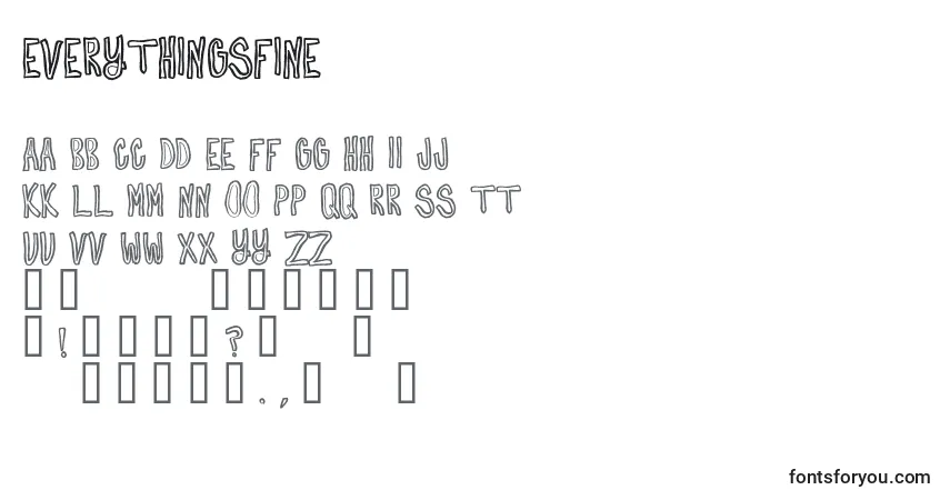 Czcionka EverythingsFine – alfabet, cyfry, specjalne znaki