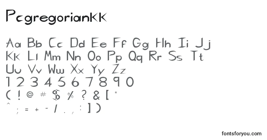 Pcgregoriankk-fontti – aakkoset, numerot, erikoismerkit