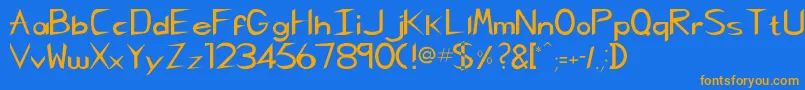 Pcgregoriankk Font – Orange Fonts on Blue Background