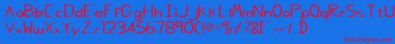 Pcgregoriankk Font – Red Fonts on Blue Background