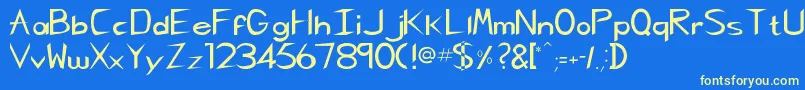 Pcgregoriankk Font – Yellow Fonts on Blue Background