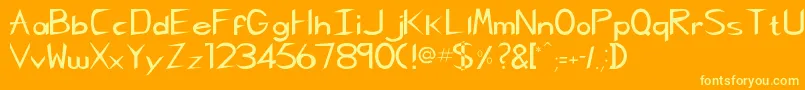 Pcgregoriankk-Schriftart – Gelbe Schriften auf orangefarbenem Hintergrund