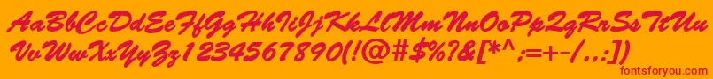 フォントBantyBold – オレンジの背景に赤い文字