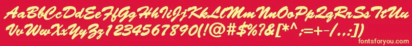 フォントBantyBold – 黄色の文字、赤い背景