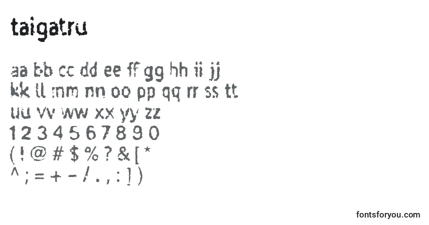 A fonte Taigatru – alfabeto, números, caracteres especiais