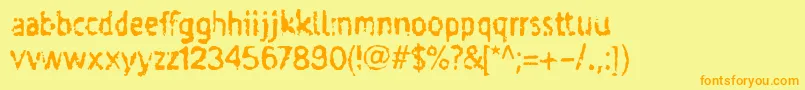 Taigatru-Schriftart – Orangefarbene Schriften auf gelbem Hintergrund