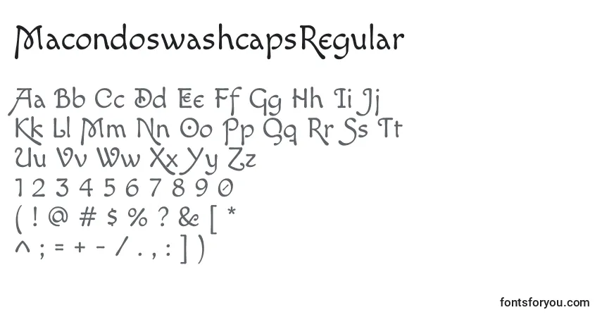 Шрифт MacondoswashcapsRegular – алфавит, цифры, специальные символы