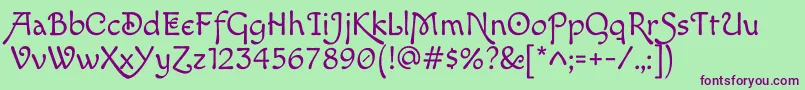 MacondoswashcapsRegular Font – Purple Fonts on Green Background