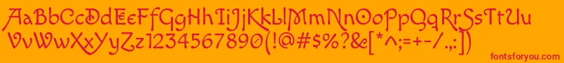 MacondoswashcapsRegular Font – Red Fonts on Orange Background