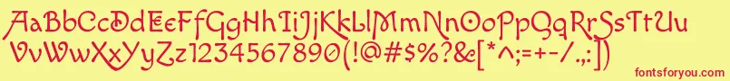 MacondoswashcapsRegular Font – Red Fonts on Yellow Background