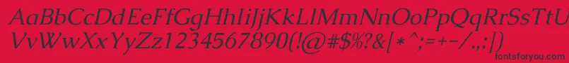 Fonte CaudexItalic – fontes pretas em um fundo vermelho