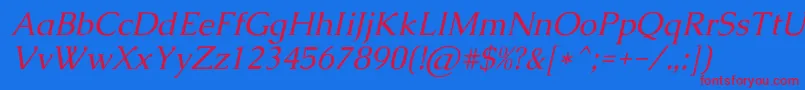 Czcionka CaudexItalic – czerwone czcionki na niebieskim tle