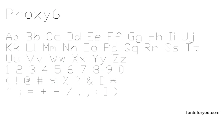 Proxy6-fontti – aakkoset, numerot, erikoismerkit