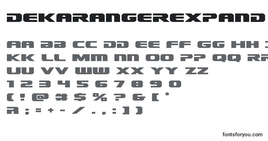 Czcionka Dekarangerexpand – alfabet, cyfry, specjalne znaki