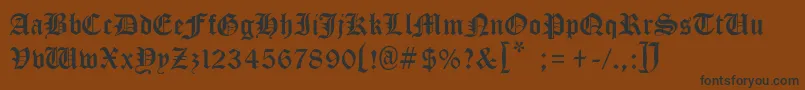 Weitere Informationen zur MinisterBlackLight-Schriftart MinisterBlackLight-Schriftart – Schwarze Schriften auf braunem Hintergrund