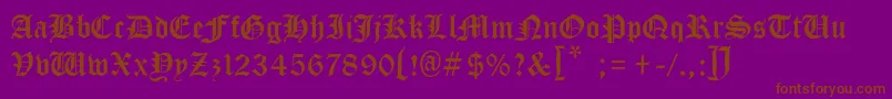 MinisterBlackLight-Schriftart – Braune Schriften auf violettem Hintergrund