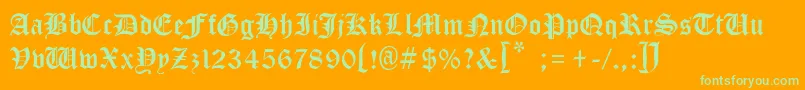 MinisterBlackLight-Schriftart – Grüne Schriften auf orangefarbenem Hintergrund