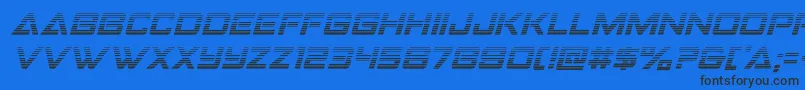 Strikefightergradital-Schriftart – Schwarze Schriften auf blauem Hintergrund