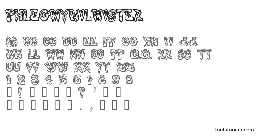 Schriftart PhlegmyKilmister – Alphabet, Zahlen, spezielle Symbole