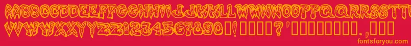 PhlegmyKilmister Font – Orange Fonts on Red Background